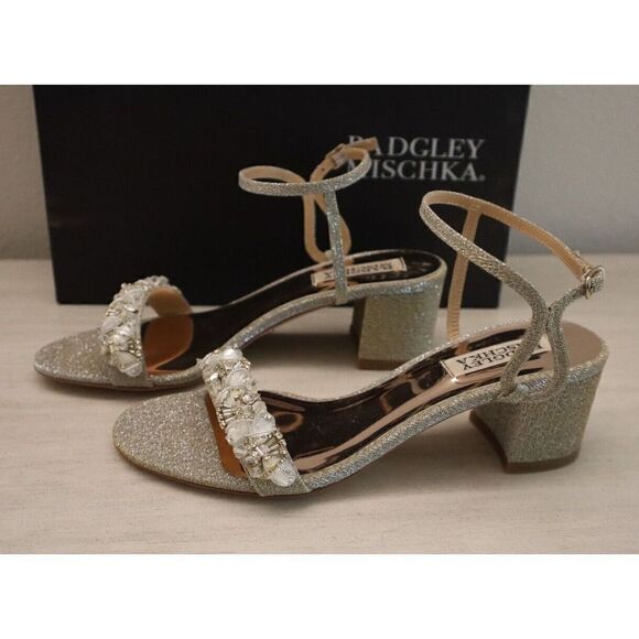 Badgley Mischka MP6306 Women's Sz 6 Platino Tanessa Ankle Strap Sandals $235 - Picture 3 of 14